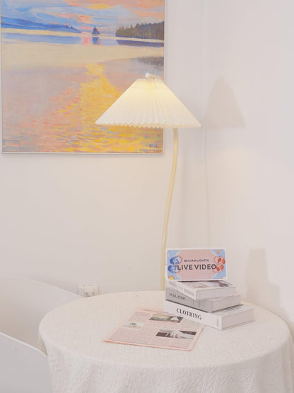 Crescini Pleated Floor Lamp with LED, Cream Shade, Dimmable