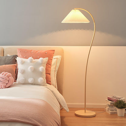 Crescini Pleated Floor Lamp with LED, Cream Shade, Dimmable