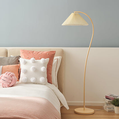 Crescini Pleated Floor Lamp with LED, Cream Shade, Dimmable