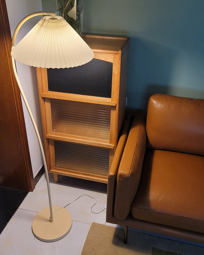 Crescini Pleated Floor Lamp with LED, Cream Shade, Dimmable