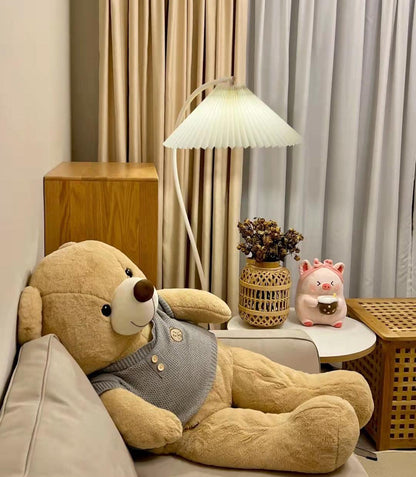 Crescini Pleated Floor Lamp with LED, Cream Shade, Dimmable
