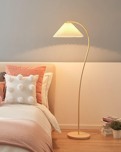 Crescini Pleated Floor Lamp with LED, Cream Shade, Dimmable