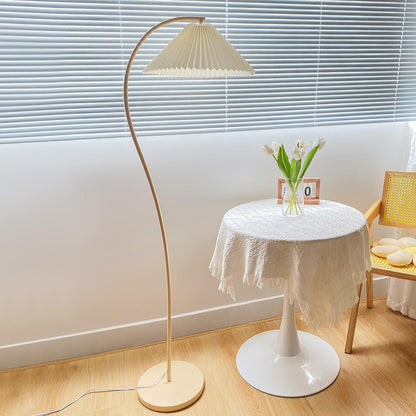 Crescini Pleated Floor Lamp with LED, Cream Shade, Dimmable