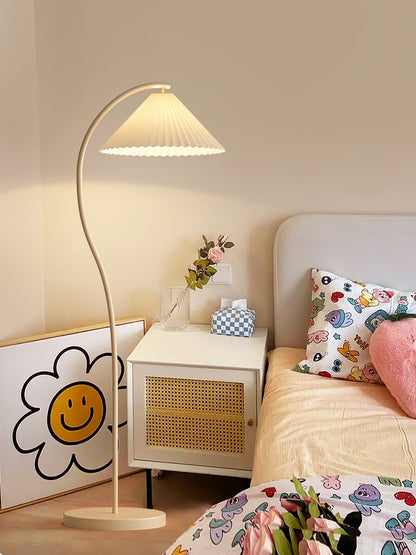 Crescini Pleated Floor Lamp with LED, Cream Shade, Dimmable