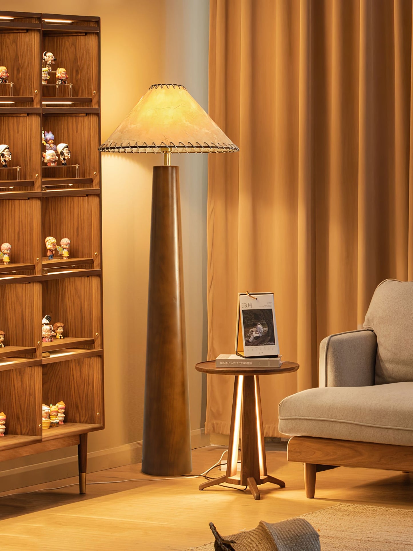 Crestview Paper Column Floor Lamp with Handmade Shade