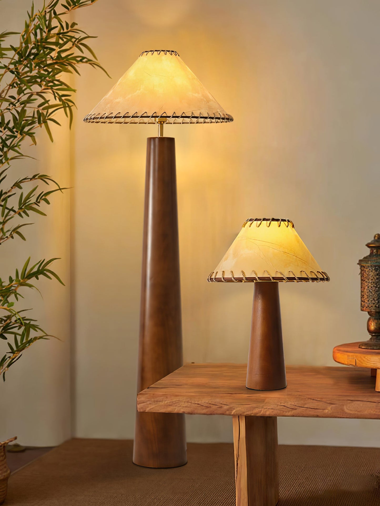 Crestview Paper Column Floor Lamp with Handmade Shade
