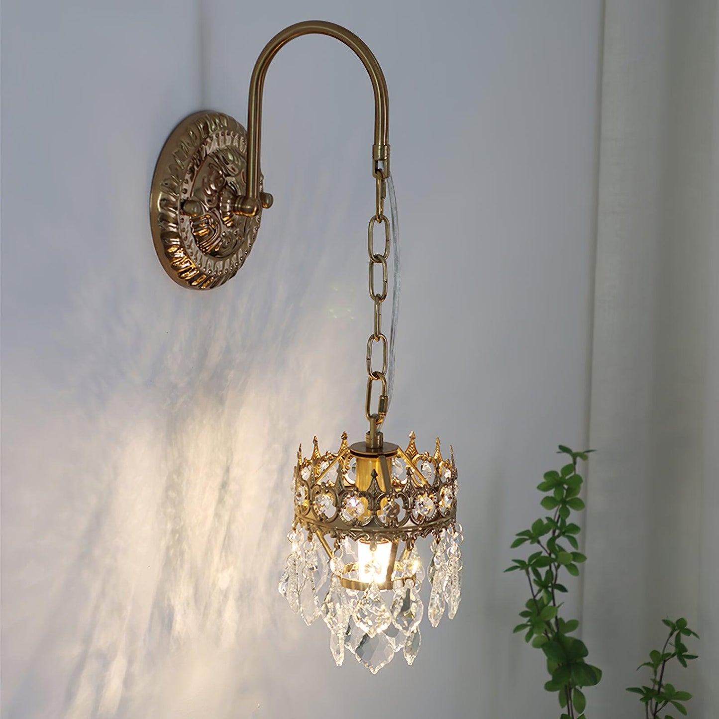 Crystal Crown Sconce LED Wall Light with Crystal Accents