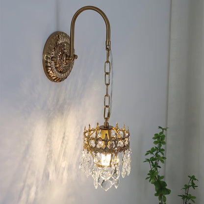Crystal Crown Sconce LED Wall Light with Crystal Accents