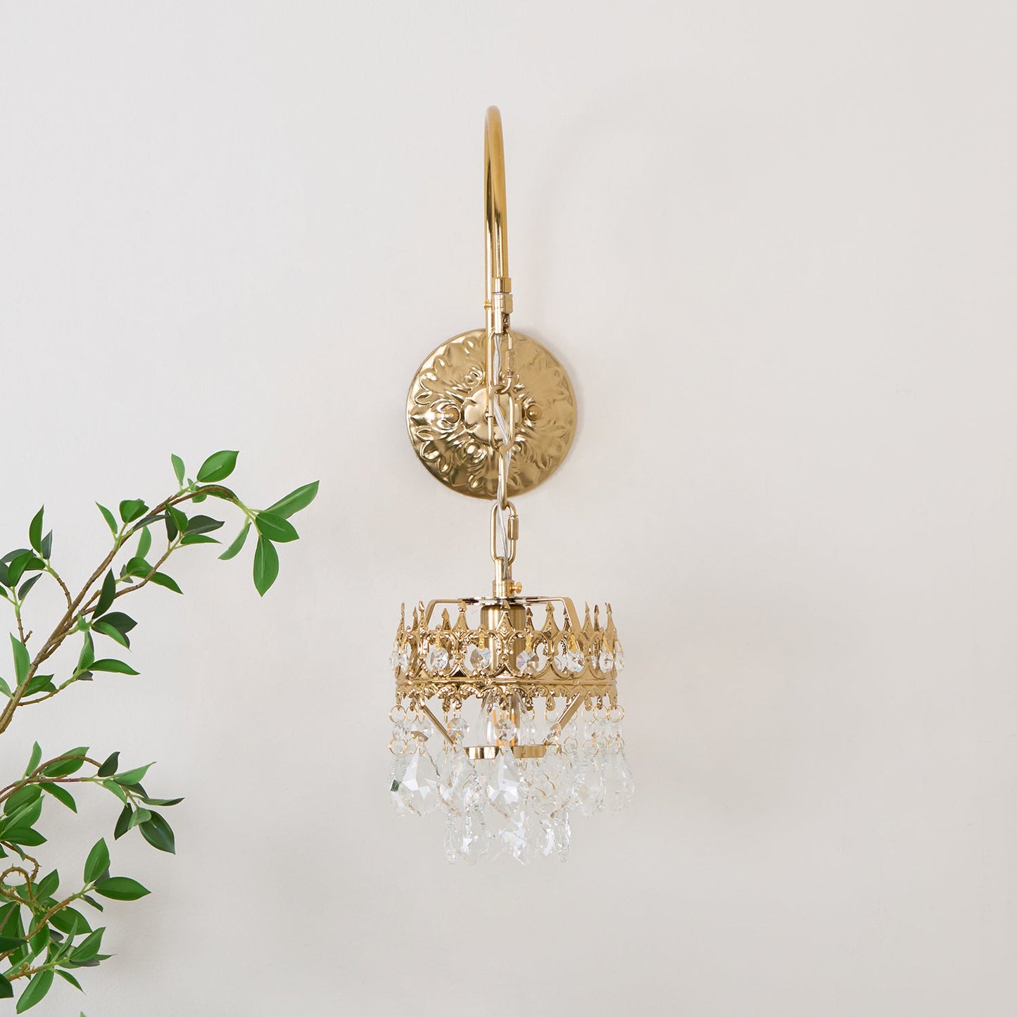 Crystal Crown Sconce LED Wall Light with Crystal Accents