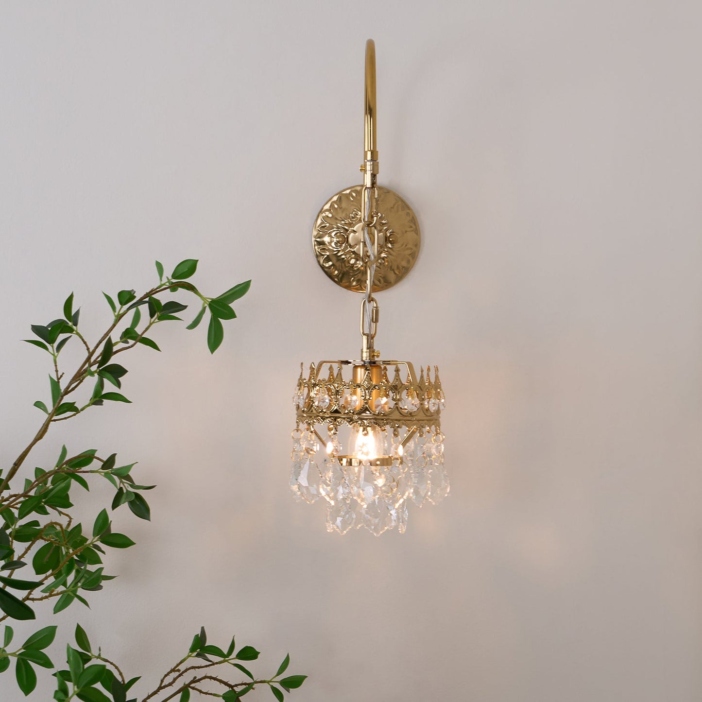 Crystal Crown Sconce LED Wall Light with Crystal Accents