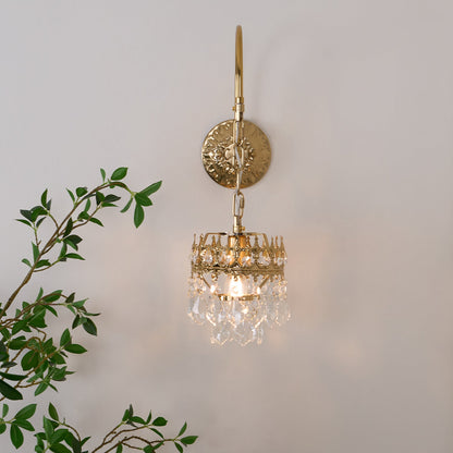Crystal Crown Sconce LED Wall Light with Crystal Accents