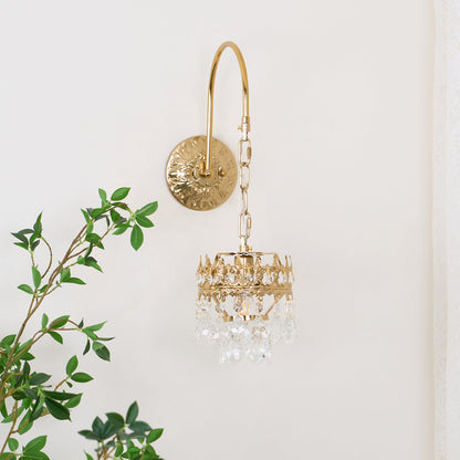 Crystal Crown Sconce LED Wall Light with Crystal Accents