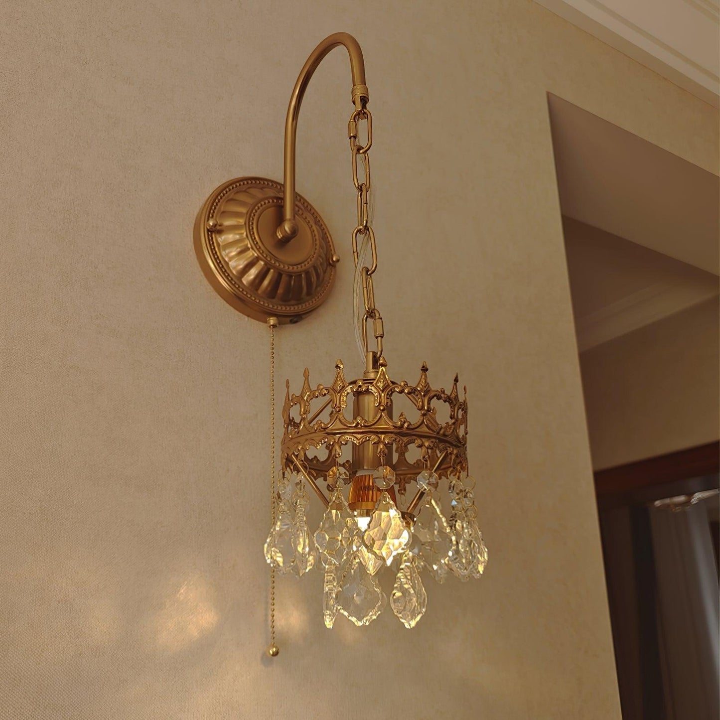 Crystal Crown Sconce LED Wall Light with Crystal Accents