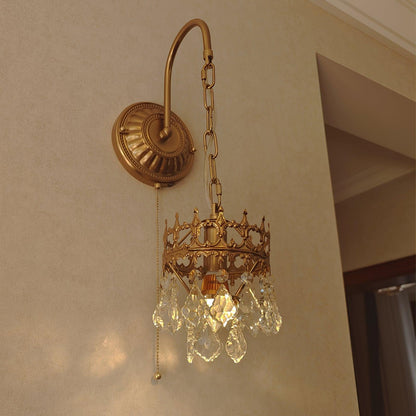Crystal Crown Sconce LED Wall Light with Crystal Accents