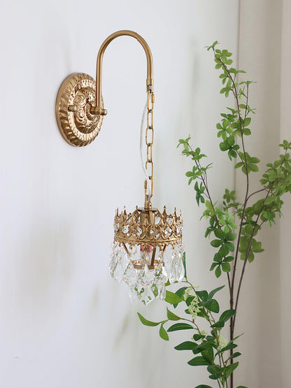 Crystal Crown Sconce LED Wall Light with Crystal Accents