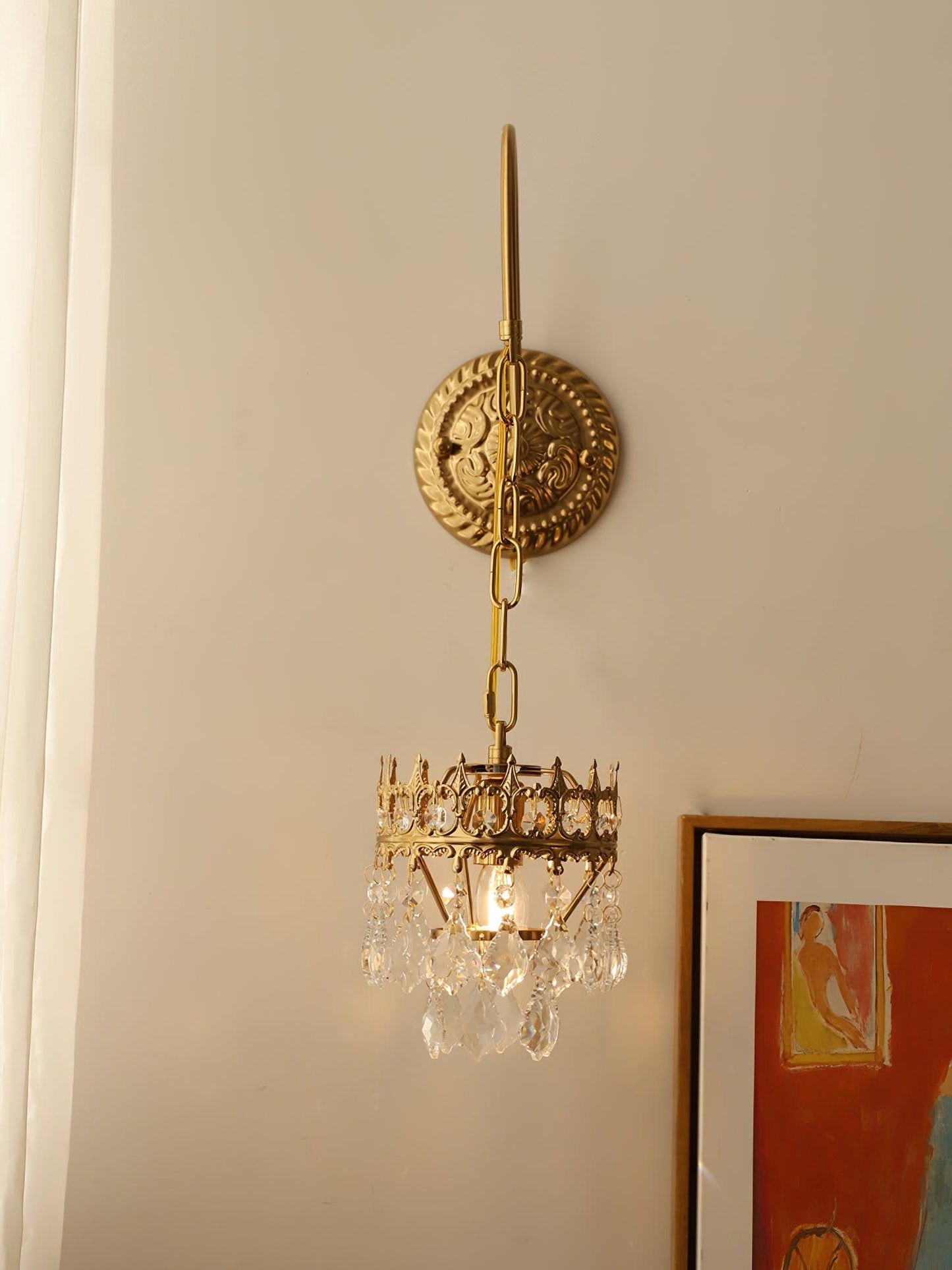 Crystal Crown Sconce LED Wall Light with Crystal Accents