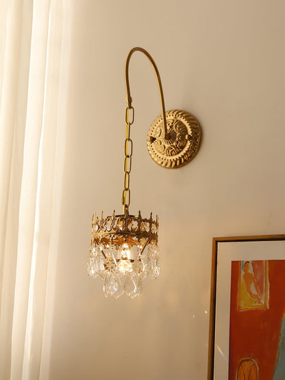 Crystal Crown Sconce LED Wall Light with Crystal Accents