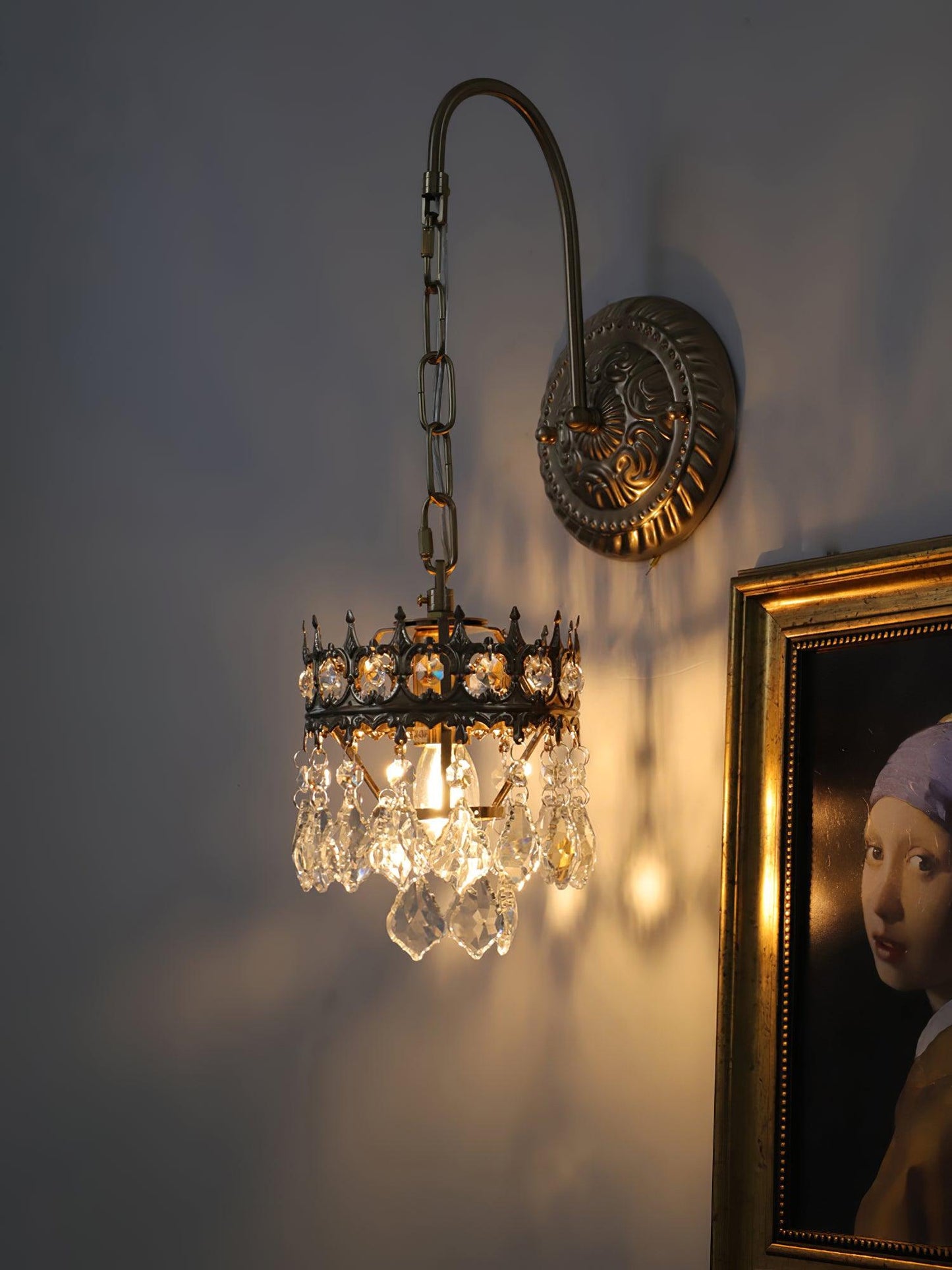 Crystal Crown Sconce LED Wall Light with Crystal Accents