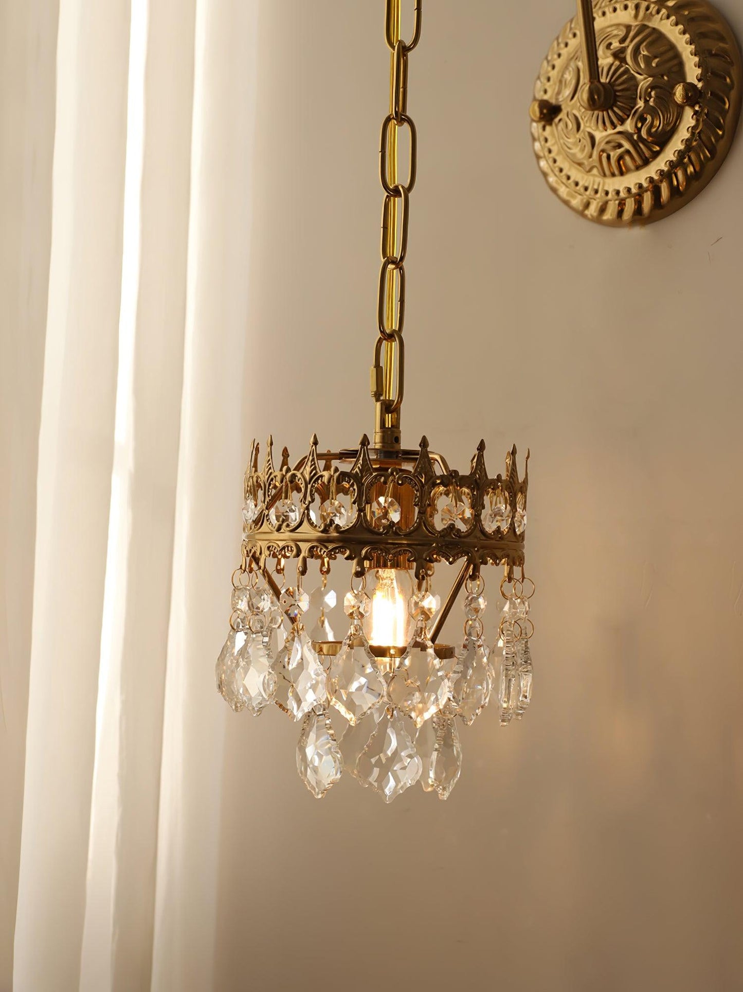 Crystal Crown Sconce LED Wall Light with Crystal Accents