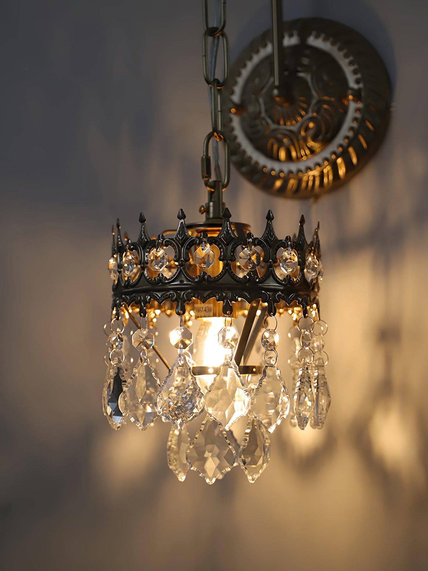 Crystal Crown Sconce LED Wall Light with Crystal Accents