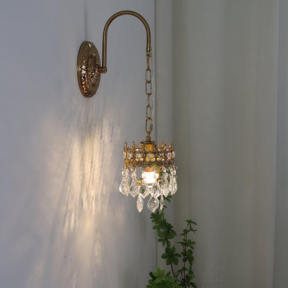 Crystal Crown Sconce LED Wall Light with Crystal Accents