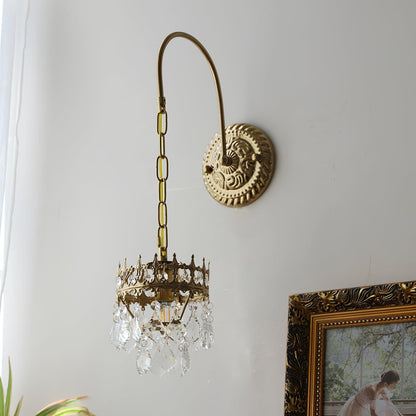 Crystal Crown Sconce LED Wall Light with Crystal Accents