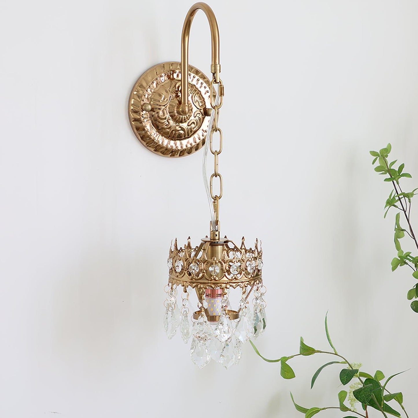 Crystal Crown Sconce LED Wall Light with Crystal Accents