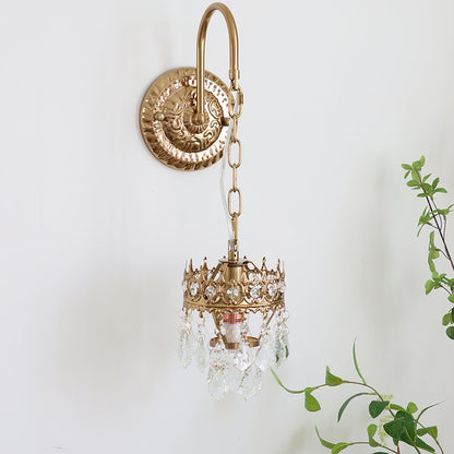 Crystal Crown Sconce LED Wall Light with Crystal Accents