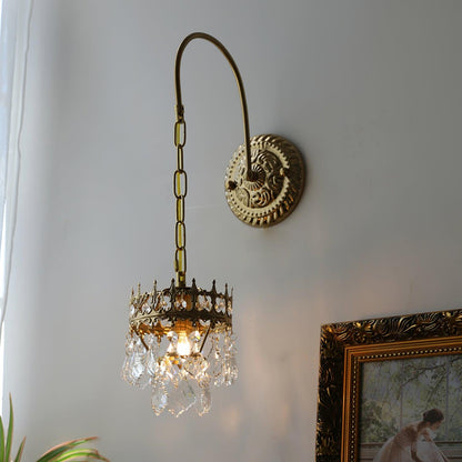 Crystal Crown Sconce LED Wall Light with Crystal Accents