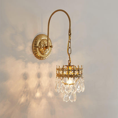 Crystal Crown Sconce LED Wall Light with Crystal Accents