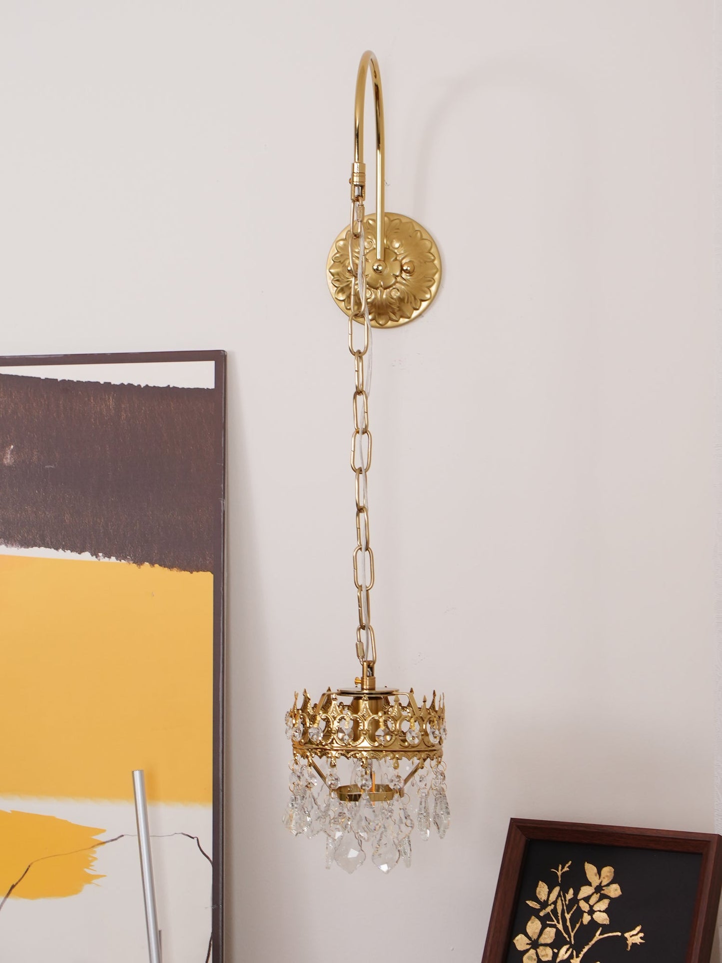 Crystal Crown Sconce LED Wall Light with Crystal Accents