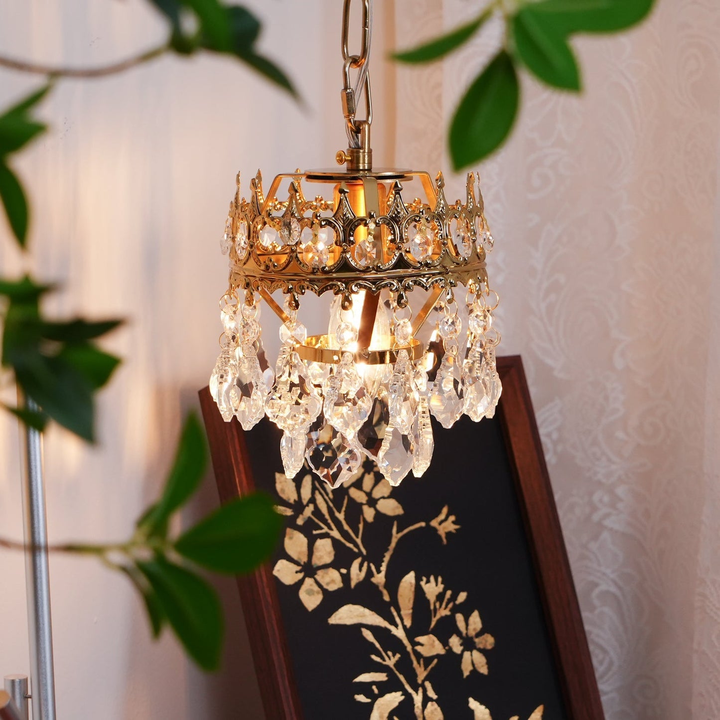 Crystal Crown Sconce LED Wall Light with Crystal Accents