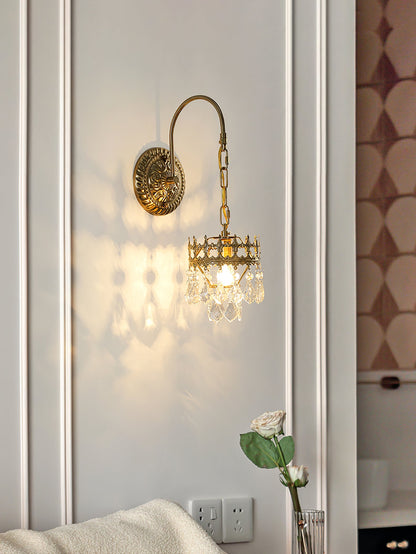 Crystal Crown Sconce LED Wall Light with Crystal Accents