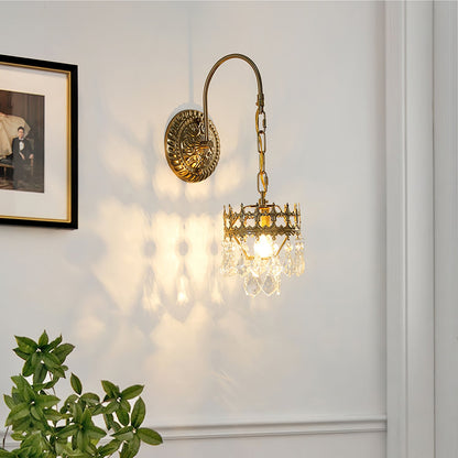 Crystal Crown Sconce LED Wall Light with Crystal Accents