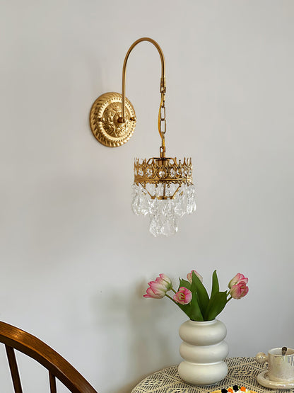 Crystal Crown Sconce LED Wall Light with Crystal Accents