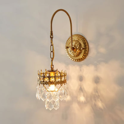 Crystal Crown Sconce LED Wall Light with Crystal Accents