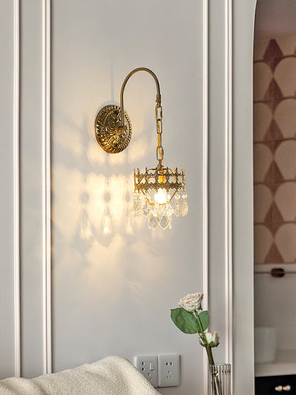 Crystal Crown Sconce LED Wall Light with Crystal Accents