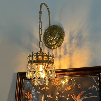 Crystal Crown Sconce LED Wall Light with Crystal Accents