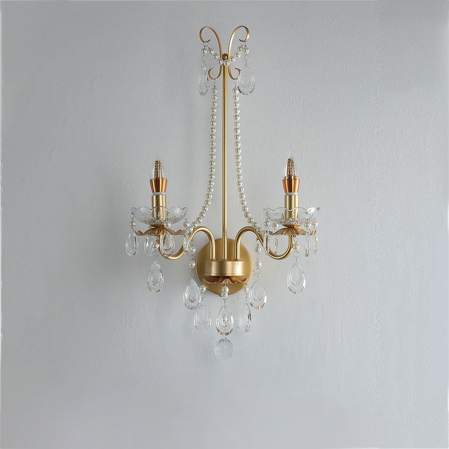 Crystal Pearl Chain Wall Lamp - Elegant LED Indoor Lighting