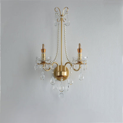 Crystal Pearl Chain Wall Lamp - Elegant LED Indoor Lighting