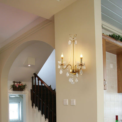 Crystal Pearl Chain Wall Lamp - Elegant LED Indoor Lighting