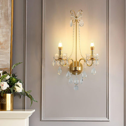 Crystal Pearl Chain Wall Lamp - Elegant LED Indoor Lighting