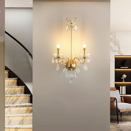 Crystal Pearl Chain Wall Lamp - Elegant LED Indoor Lighting