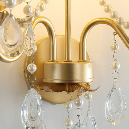 Crystal Pearl Chain Wall Lamp - Elegant LED Indoor Lighting