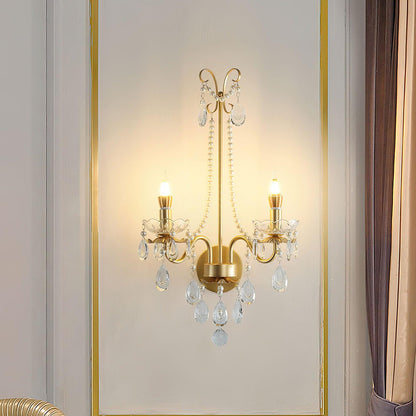 Crystal Pearl Chain Wall Lamp - Elegant LED Indoor Lighting