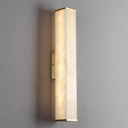 Cuboid Alabaster Wall Light with Brass Frame and LED