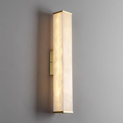 Cuboid Alabaster Wall Light with Brass Frame and LED