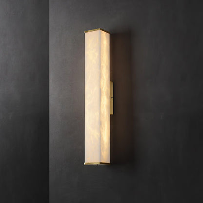 Cuboid Alabaster Wall Light with Brass Frame and LED