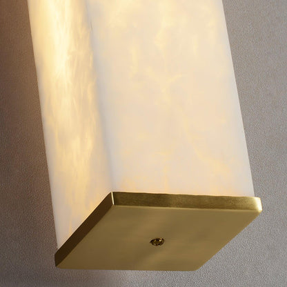 Cuboid Alabaster Wall Light with Brass Frame and LED