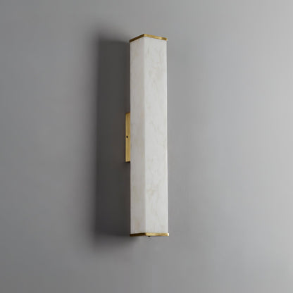 Cuboid Alabaster Wall Light with Brass Frame and LED